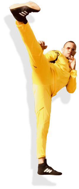 Amin executing a side kick at age 50